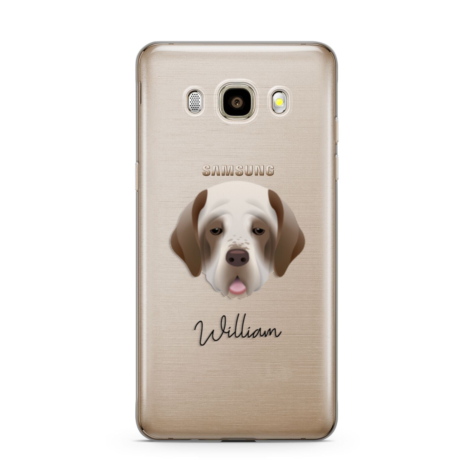 Clumber Spaniel Personalised Samsung Galaxy J7 2016 Case on gold phone