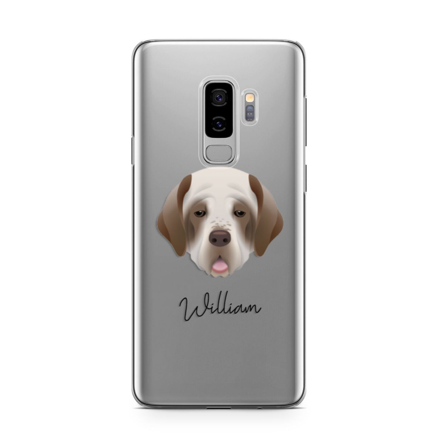 Clumber Spaniel Personalised Samsung Galaxy S9 Plus Case on Silver phone