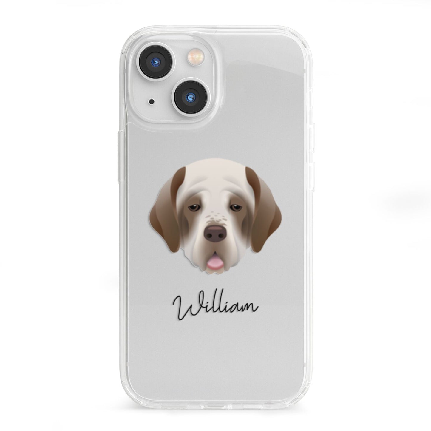 Clumber Spaniel Personalised iPhone 13 Mini Clear Bumper Case