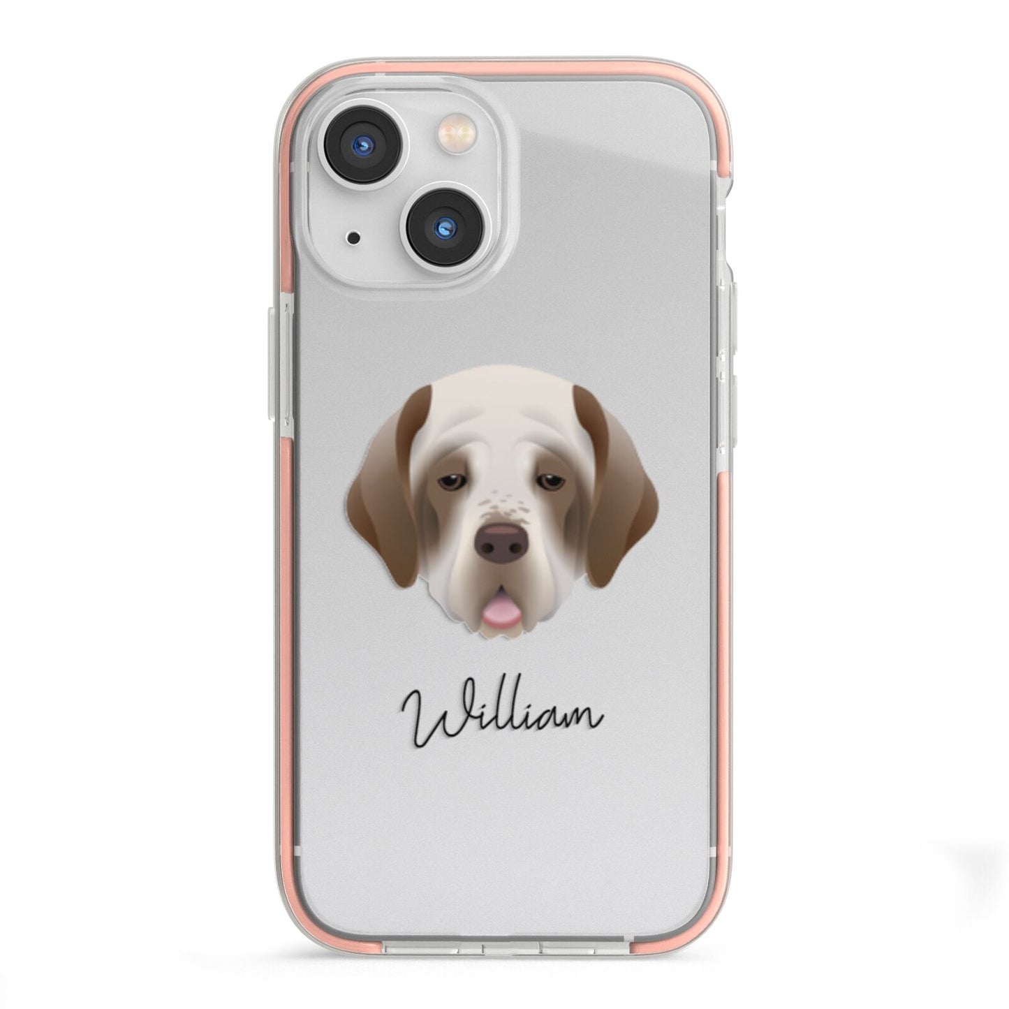 Clumber Spaniel Personalised iPhone 13 Mini TPU Impact Case with Pink Edges