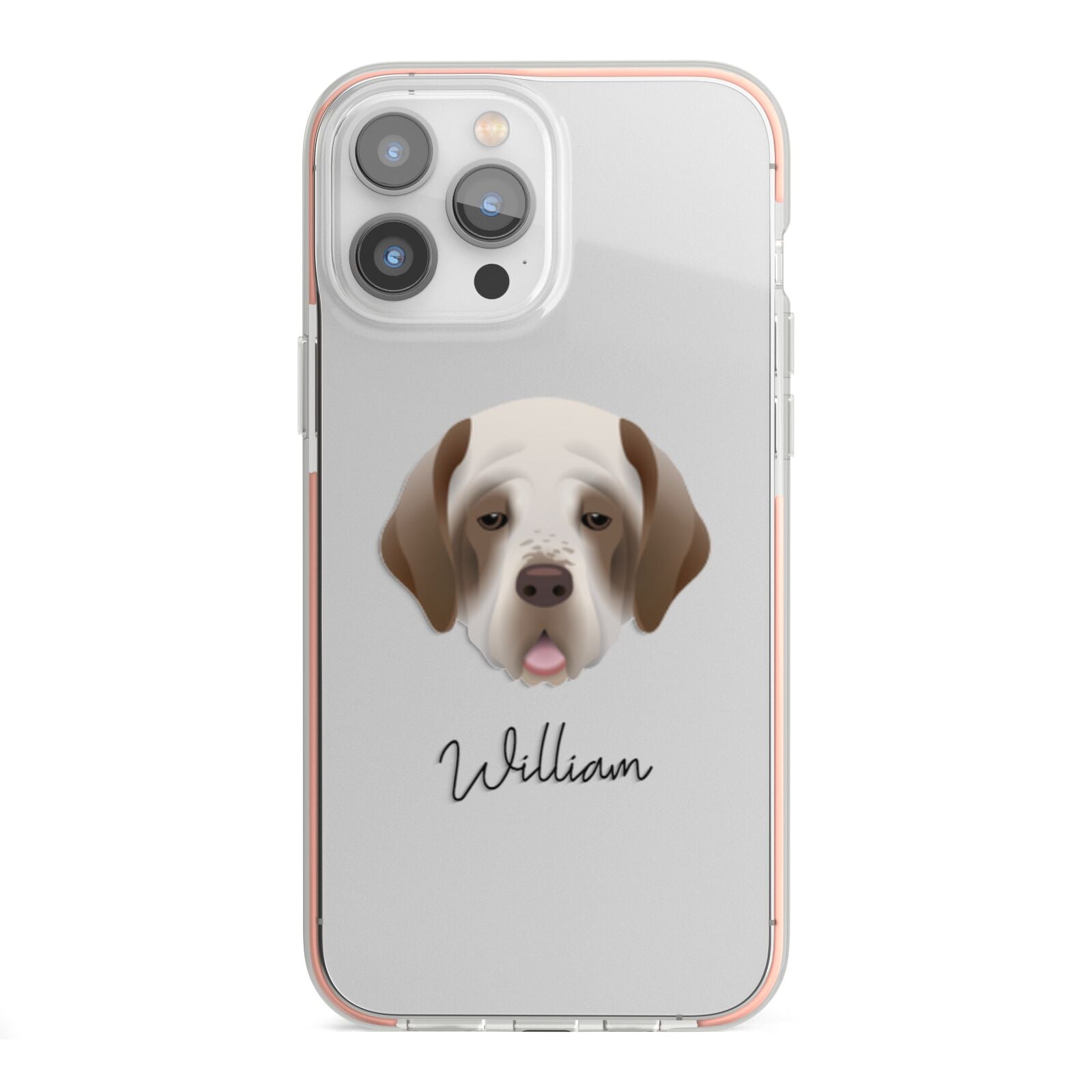 Clumber Spaniel Personalised iPhone 13 Pro Max TPU Impact Case with Pink Edges