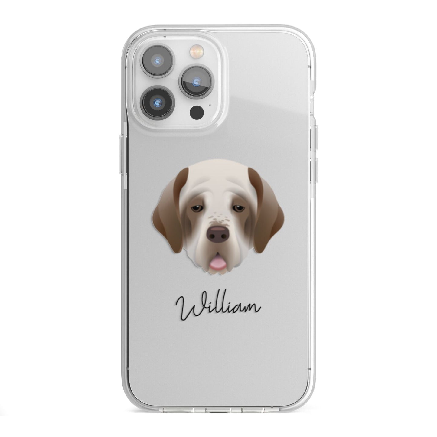 Clumber Spaniel Personalised iPhone 13 Pro Max TPU Impact Case with White Edges