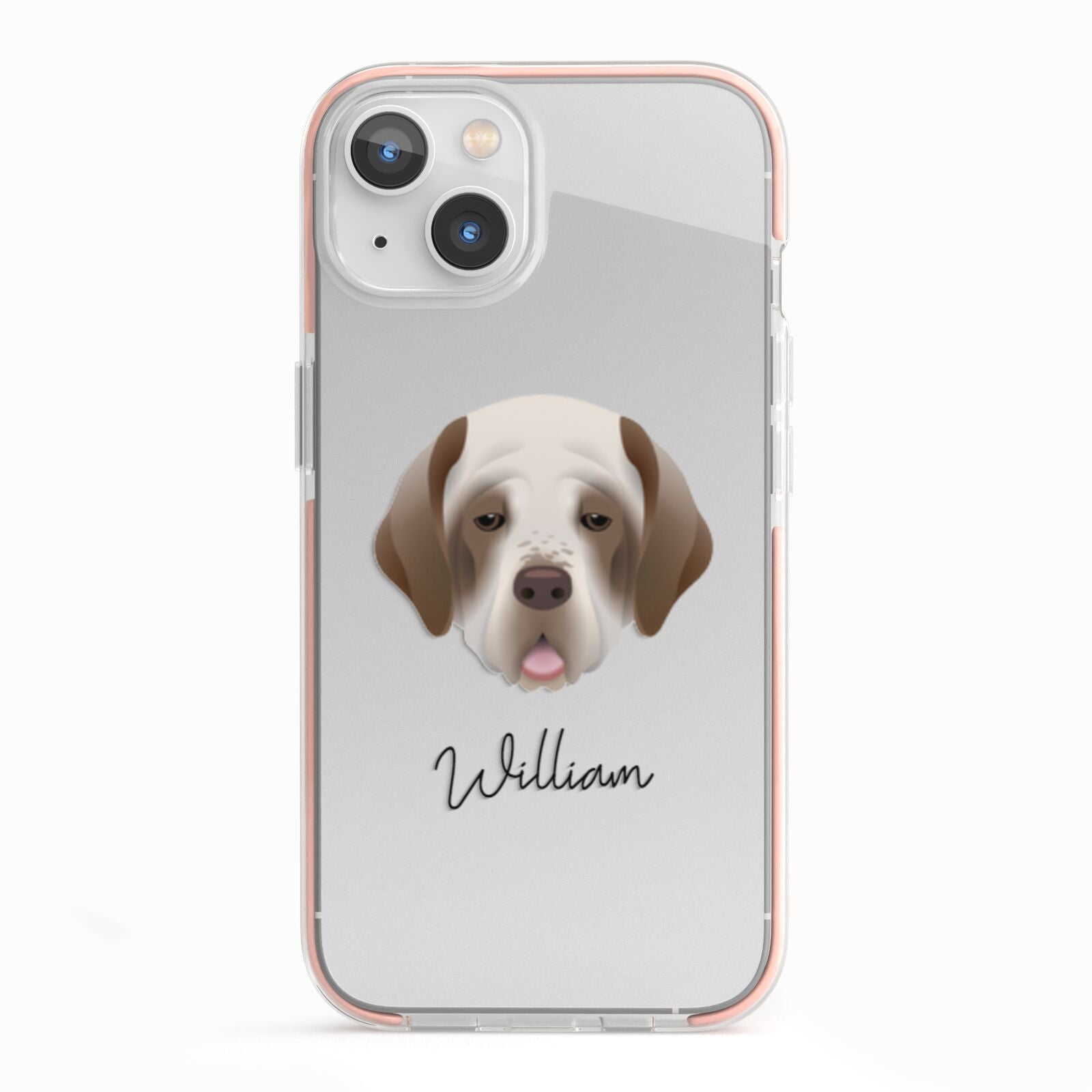 Clumber Spaniel Personalised iPhone 13 TPU Impact Case with Pink Edges