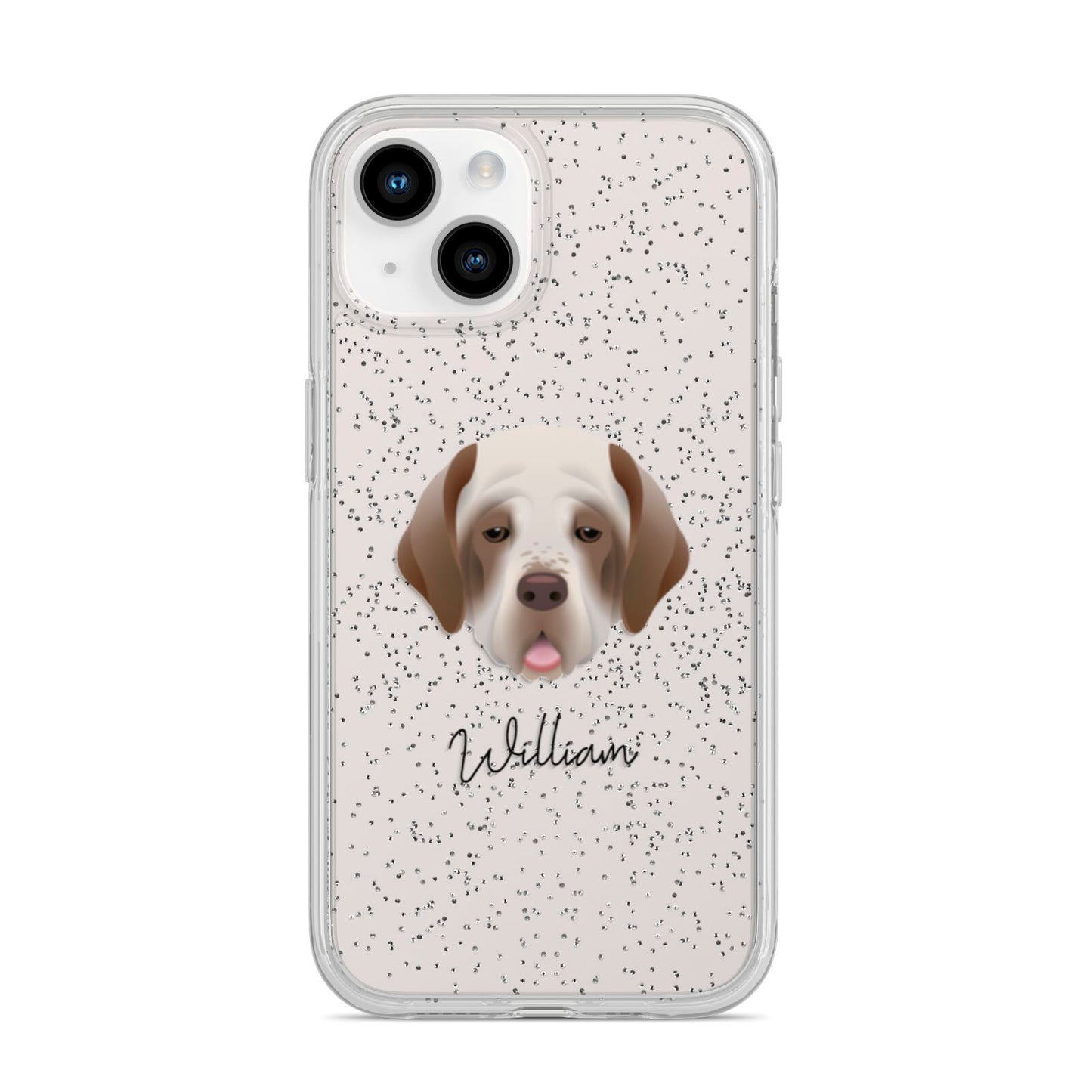 Clumber Spaniel Personalised iPhone 14 Glitter Tough Case Starlight
