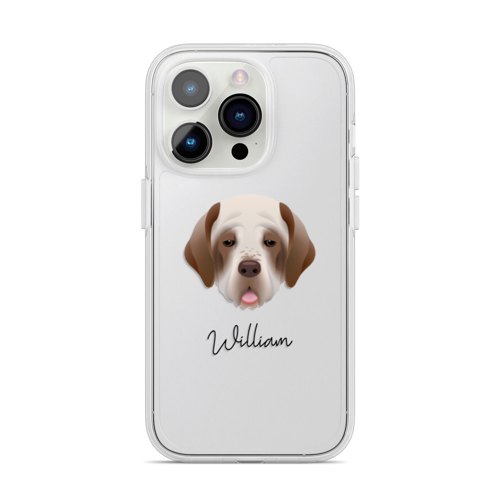 Clumber Spaniel Personalised iPhone 14 Pro Clear Tough Case Silver