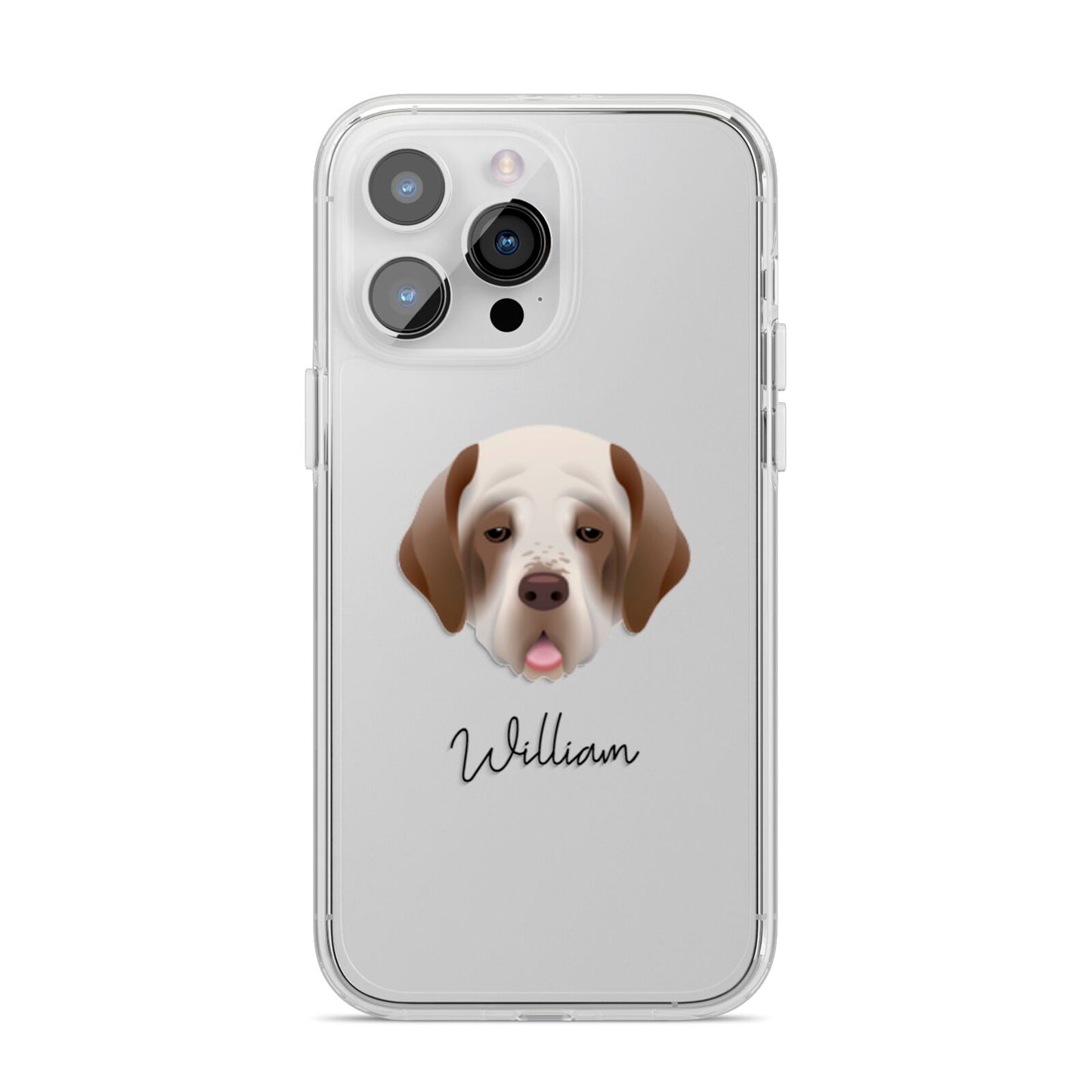 Clumber Spaniel Personalised iPhone 14 Pro Max Clear Tough Case Silver