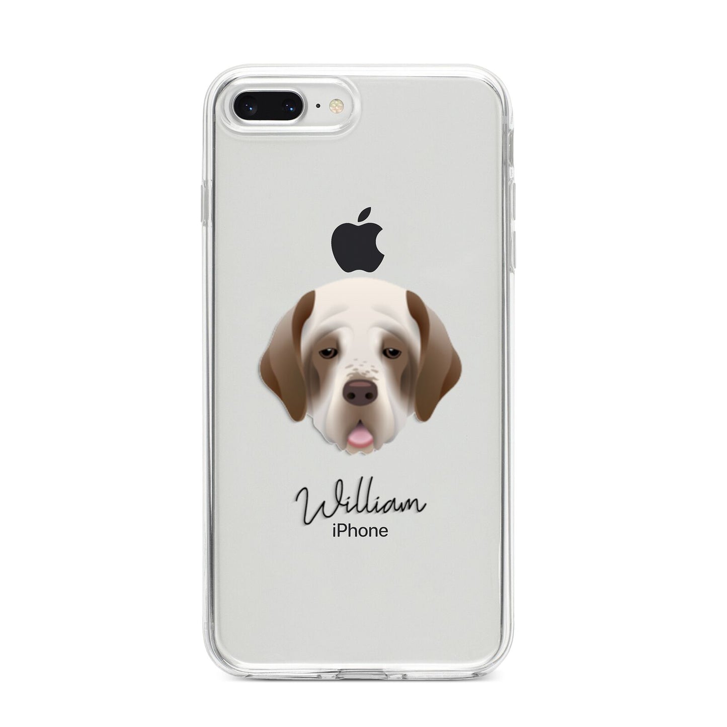 Clumber Spaniel Personalised iPhone 8 Plus Bumper Case on Silver iPhone