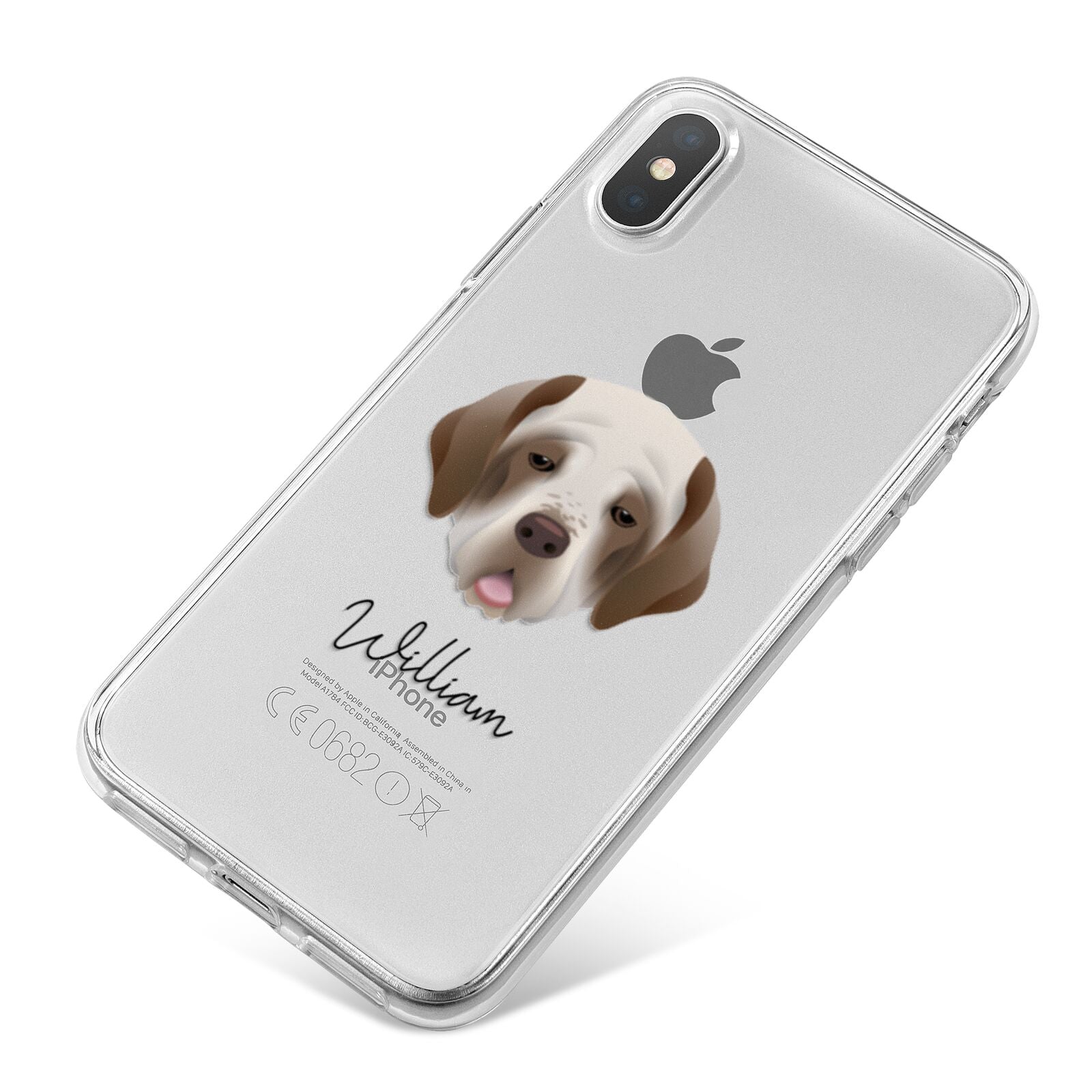 Clumber Spaniel Personalised iPhone X Bumper Case on Silver iPhone