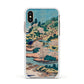 Coastal Community By Katsushika Hokusai Apple iPhone Xs Impact Case White Edge on Gold Phone