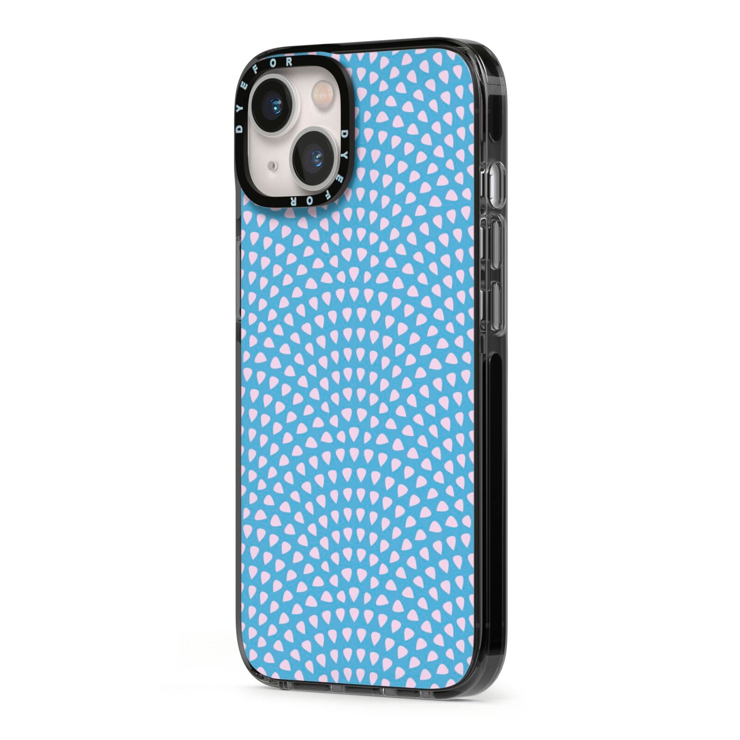 Coastal Pattern iPhone 13 Black Impact Case Side Angle on Silver phone