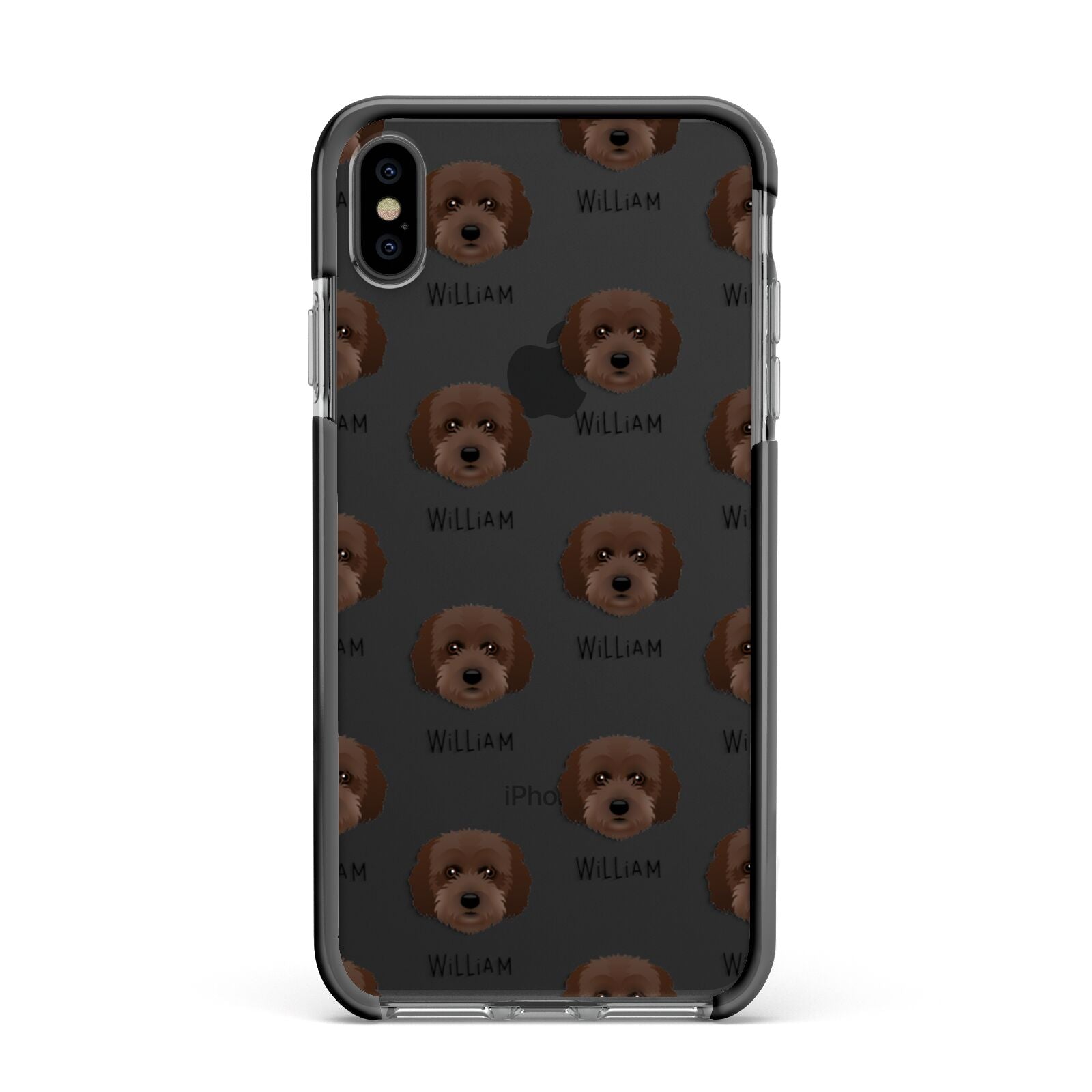 Cockachon Icon with Name Apple iPhone Xs Max Impact Case Black Edge on Black Phone