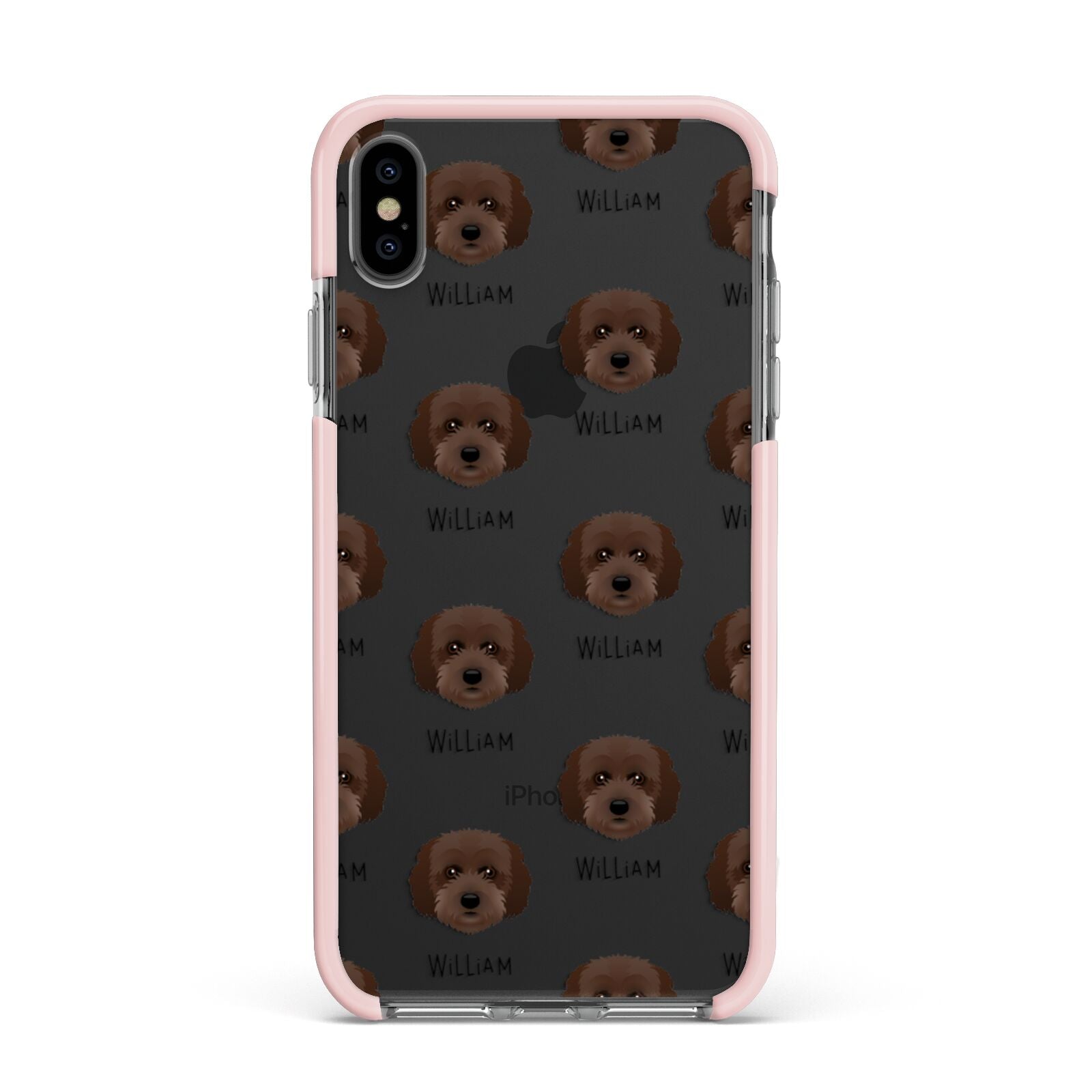 Cockachon Icon with Name Apple iPhone Xs Max Impact Case Pink Edge on Black Phone
