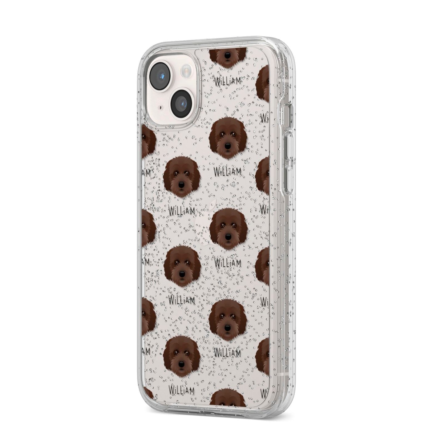 Cockachon Icon with Name iPhone 14 Plus Glitter Tough Case Starlight Angled Image