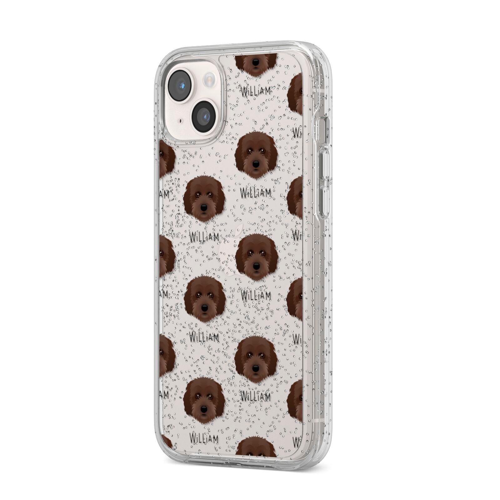 Cockachon Icon with Name iPhone 14 Plus Glitter Tough Case Starlight Angled Image