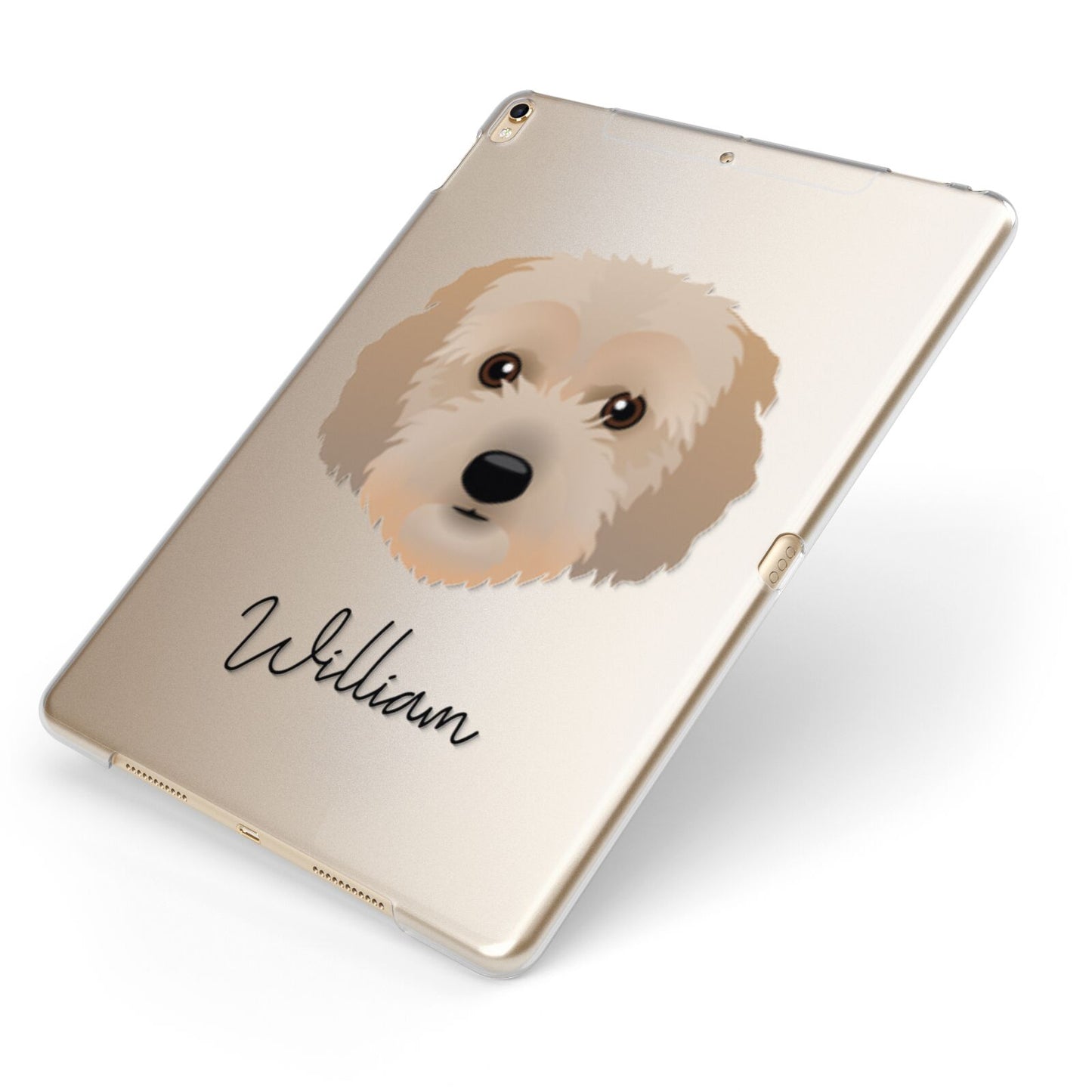 Cockachon Personalised Apple iPad Case on Gold iPad Side View