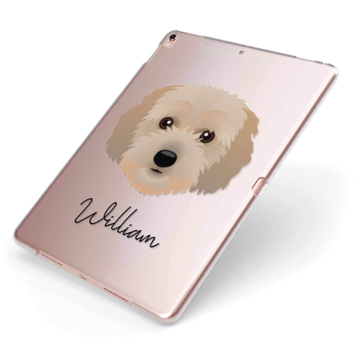 Cockachon Personalised Apple iPad Case on Rose Gold iPad Side View