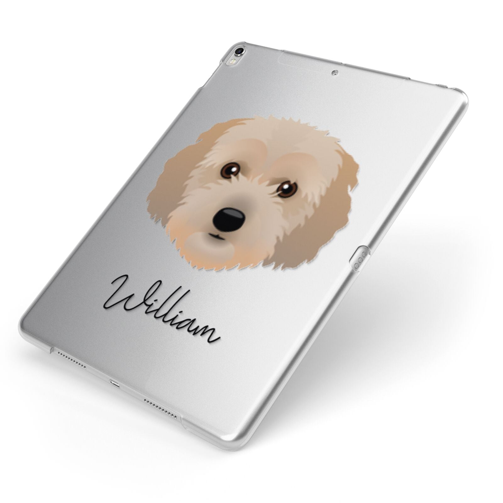 Cockachon Personalised Apple iPad Case on Silver iPad Side View
