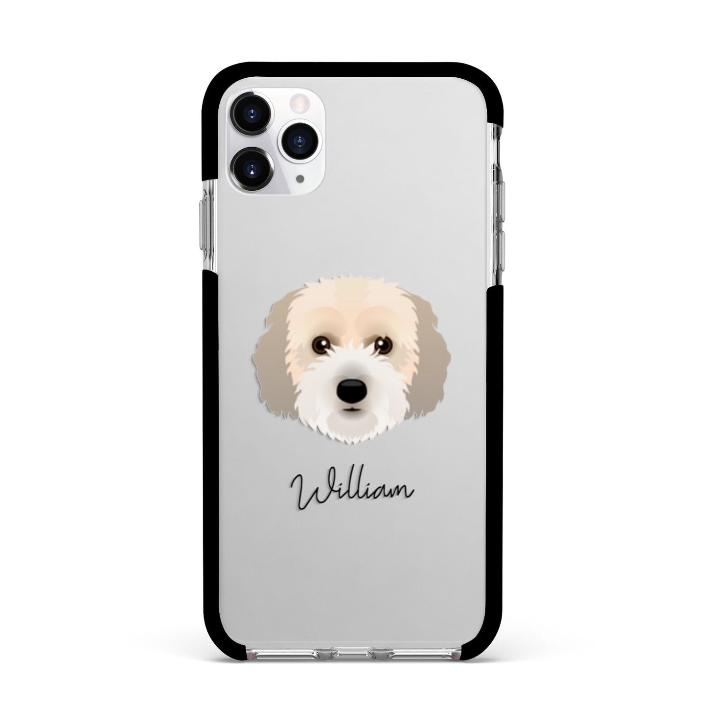 Cockachon Personalised Apple iPhone 11 Pro Max in Silver with Black Impact Case