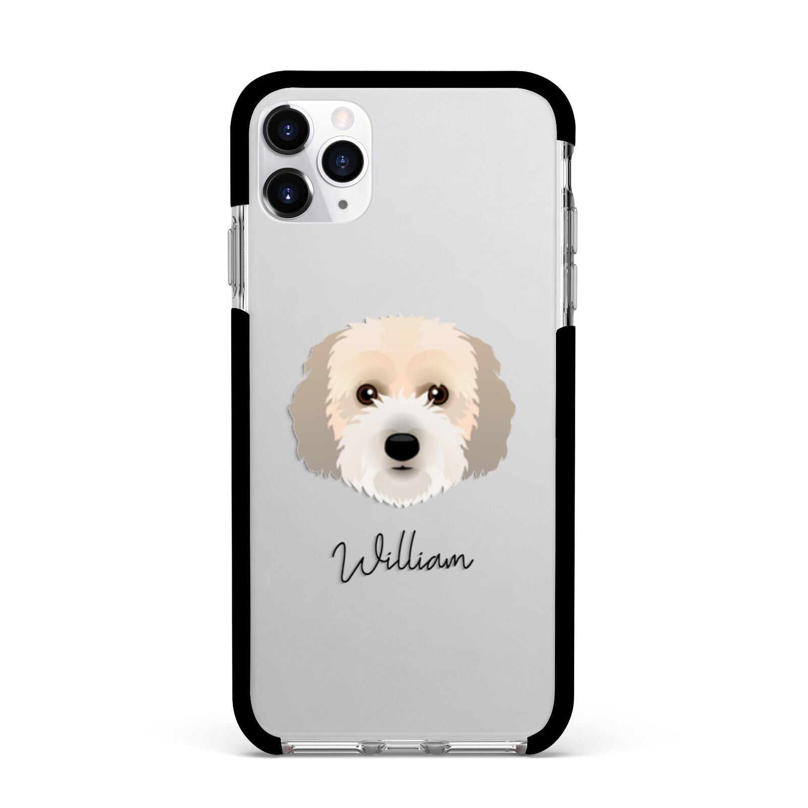 Cockachon Personalised Apple iPhone 11 Pro Max in Silver with Black Impact Case