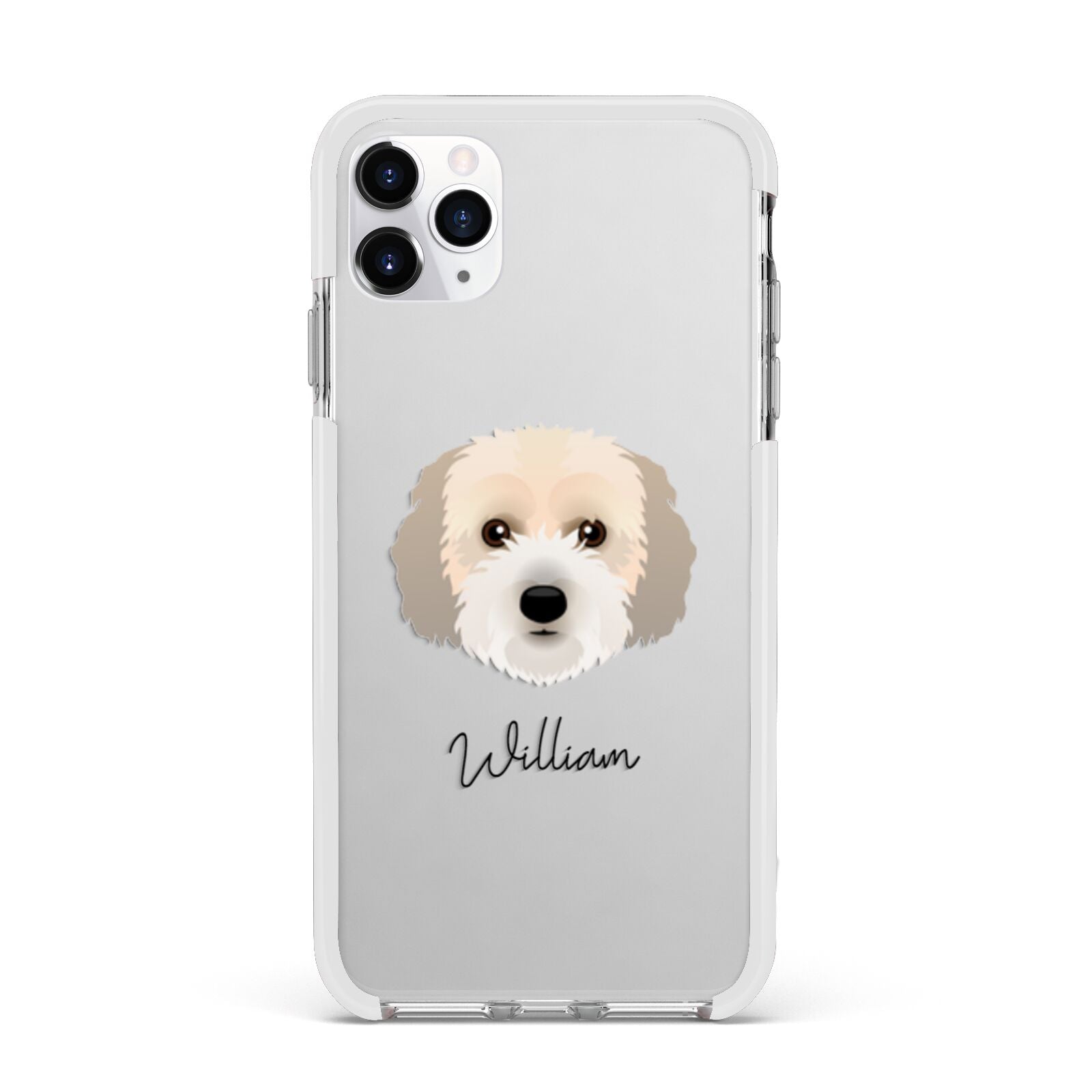 Cockachon Personalised Apple iPhone 11 Pro Max in Silver with White Impact Case
