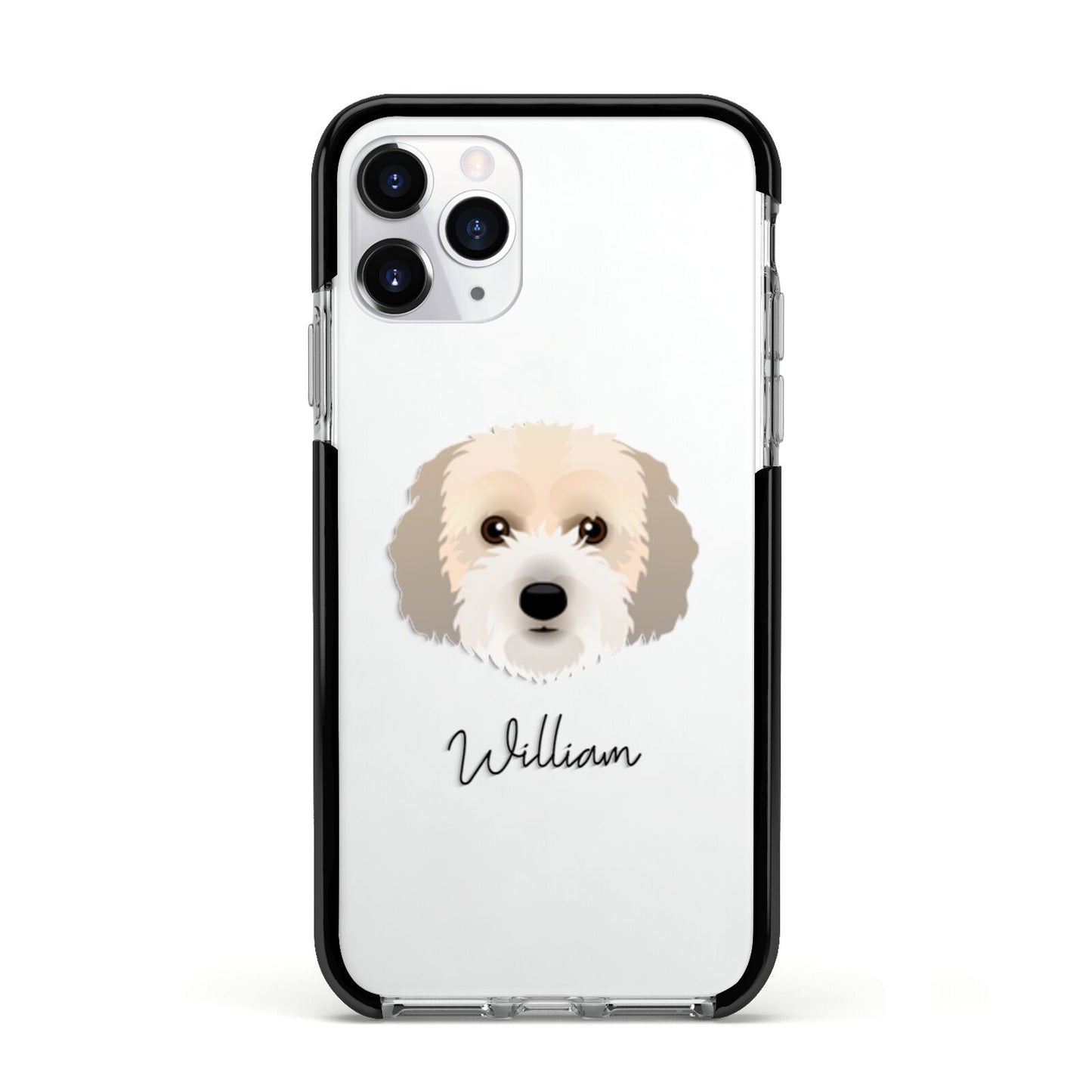 Cockachon Personalised Apple iPhone 11 Pro in Silver with Black Impact Case