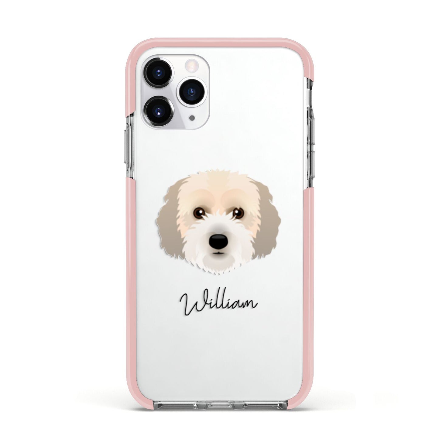 Cockachon Personalised Apple iPhone 11 Pro in Silver with Pink Impact Case