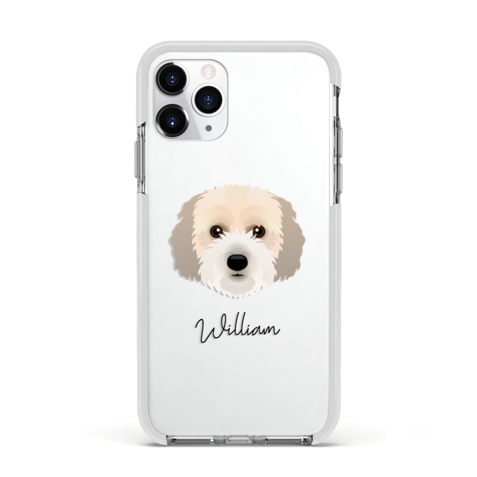 Cockachon Personalised Apple iPhone 11 Pro in Silver with White Impact Case
