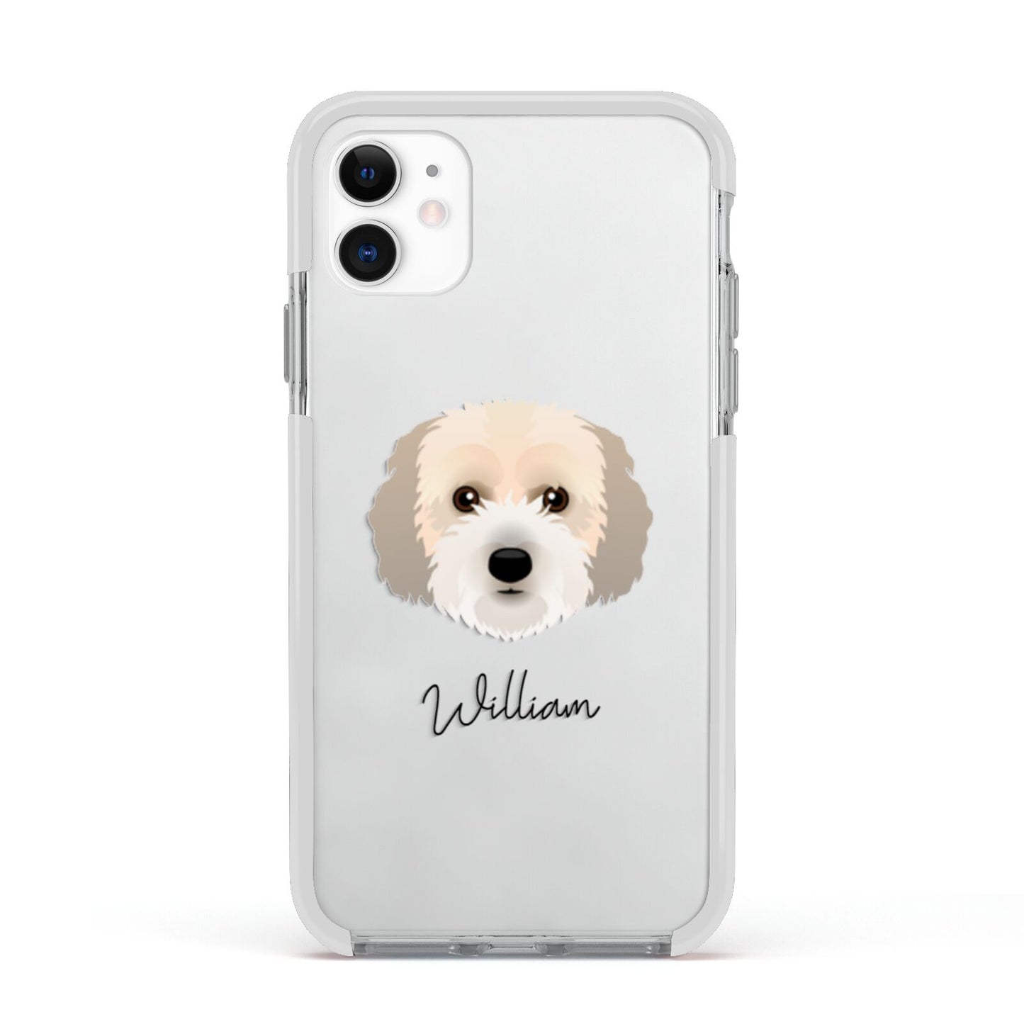 Cockachon Personalised Apple iPhone 11 in White with White Impact Case