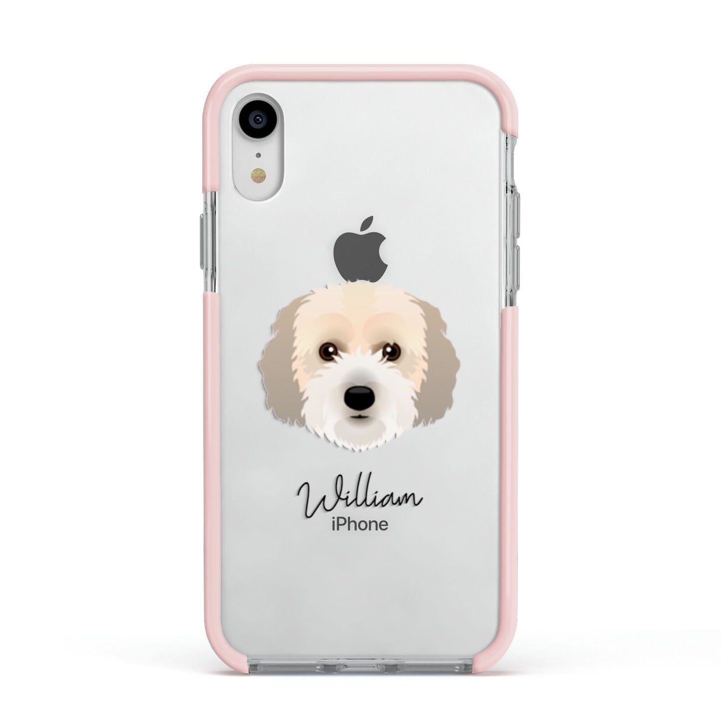 Cockachon Personalised Apple iPhone XR Impact Case Pink Edge on Silver Phone