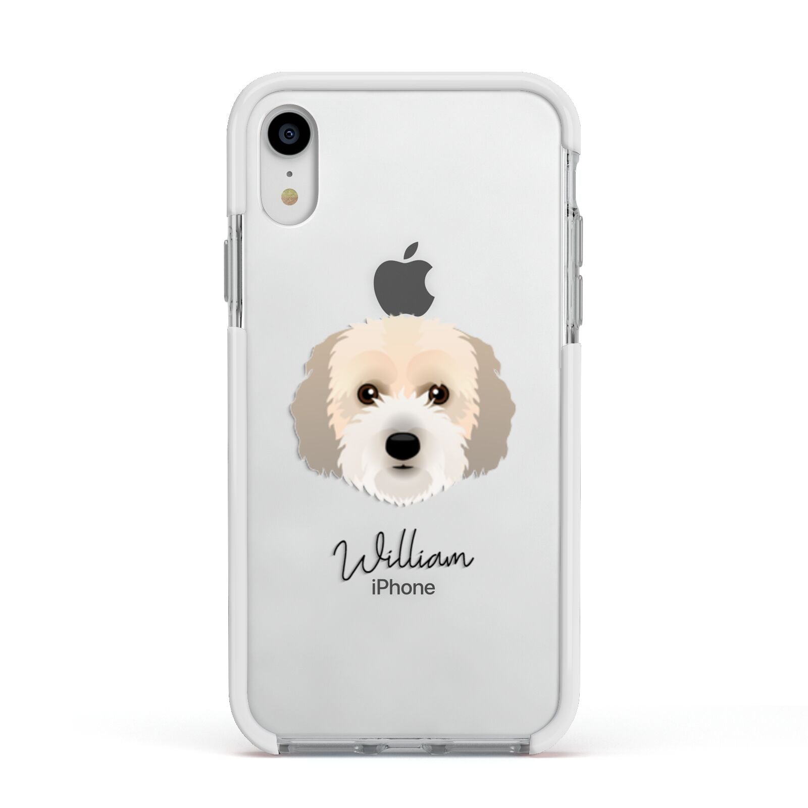 Cockachon Personalised Apple iPhone XR Impact Case White Edge on Silver Phone