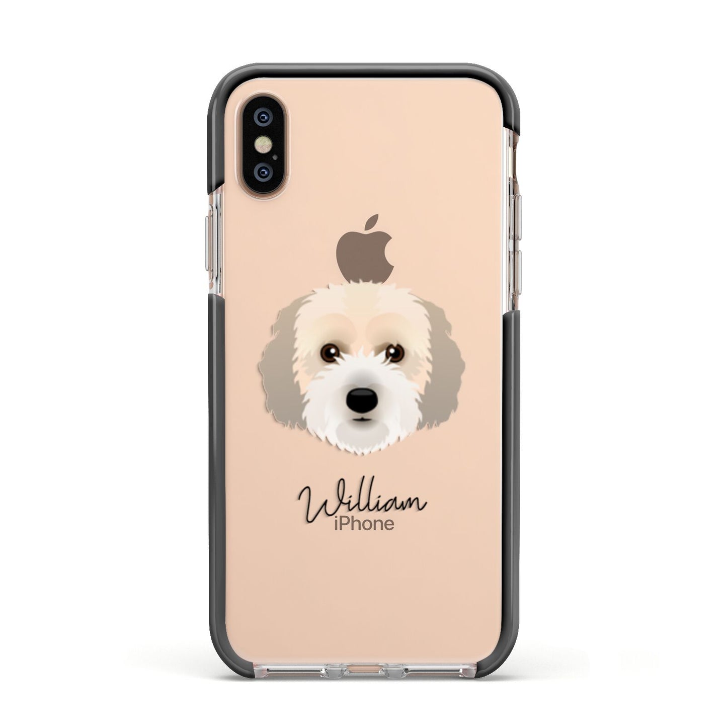 Cockachon Personalised Apple iPhone Xs Impact Case Black Edge on Gold Phone