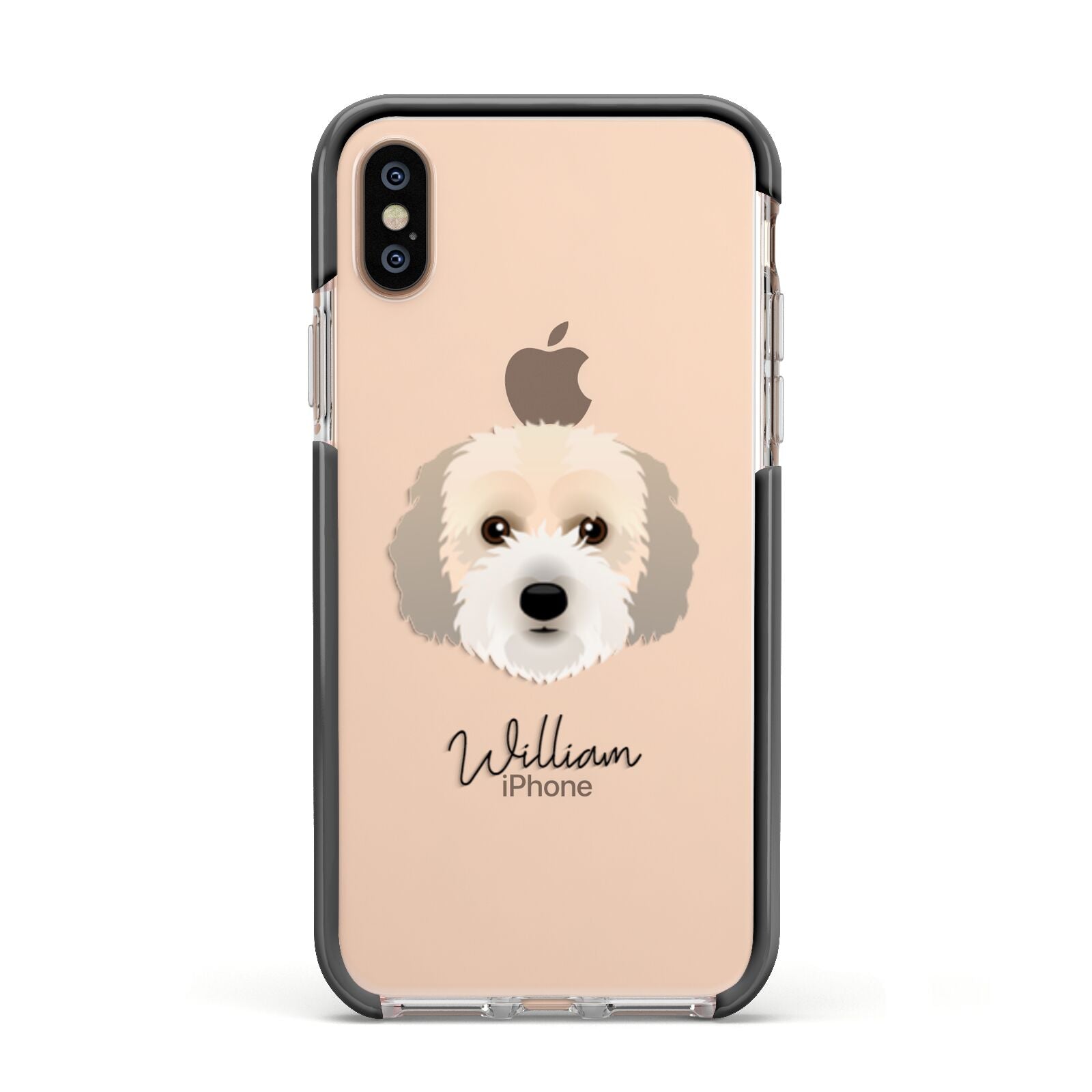 Cockachon Personalised Apple iPhone Xs Impact Case Black Edge on Gold Phone