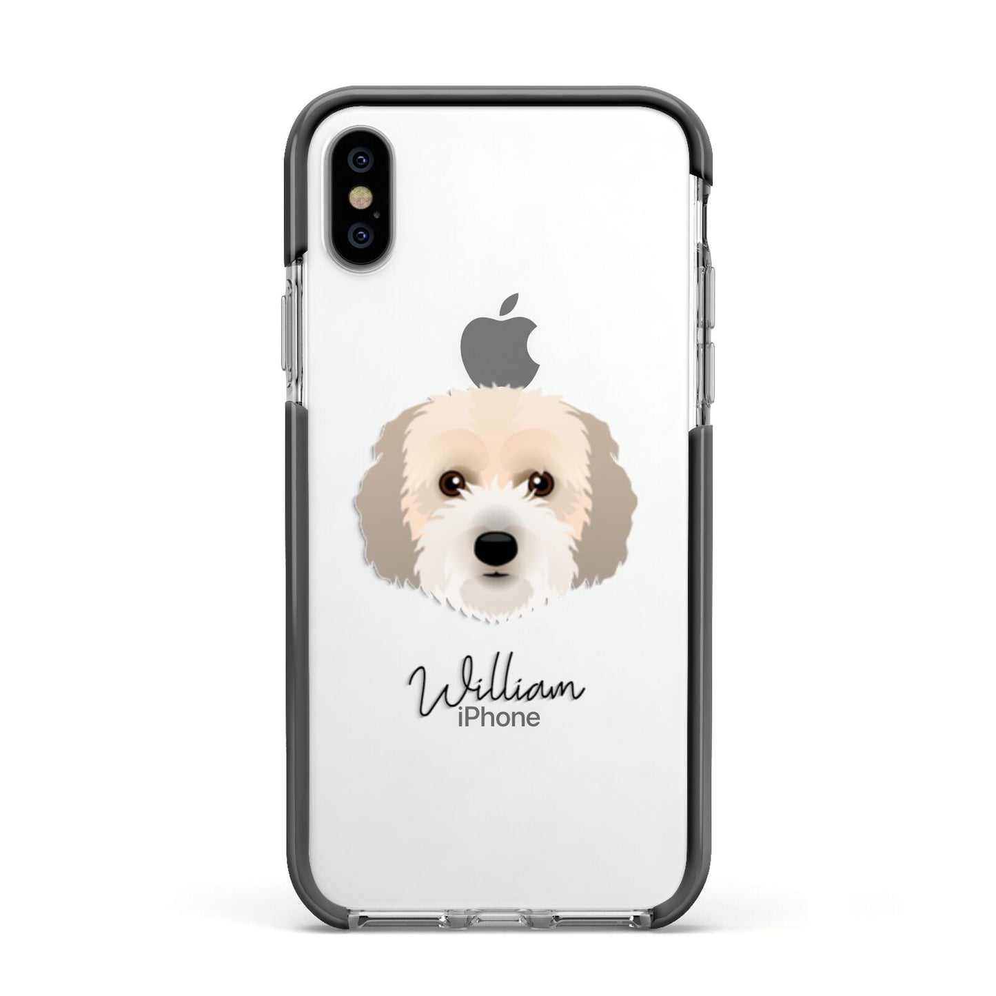 Cockachon Personalised Apple iPhone Xs Impact Case Black Edge on Silver Phone