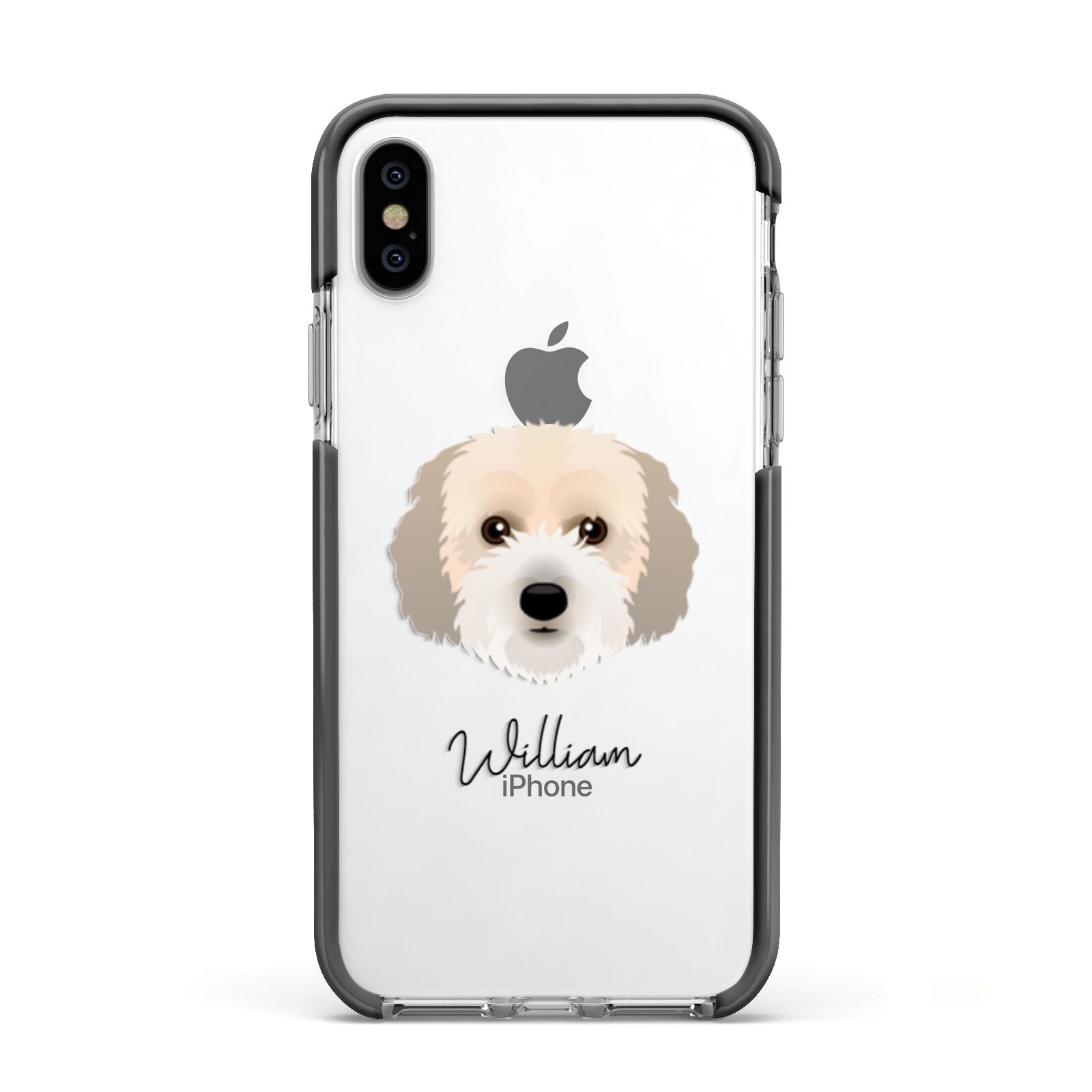 Cockachon Personalised Apple iPhone Xs Impact Case Black Edge on Silver Phone