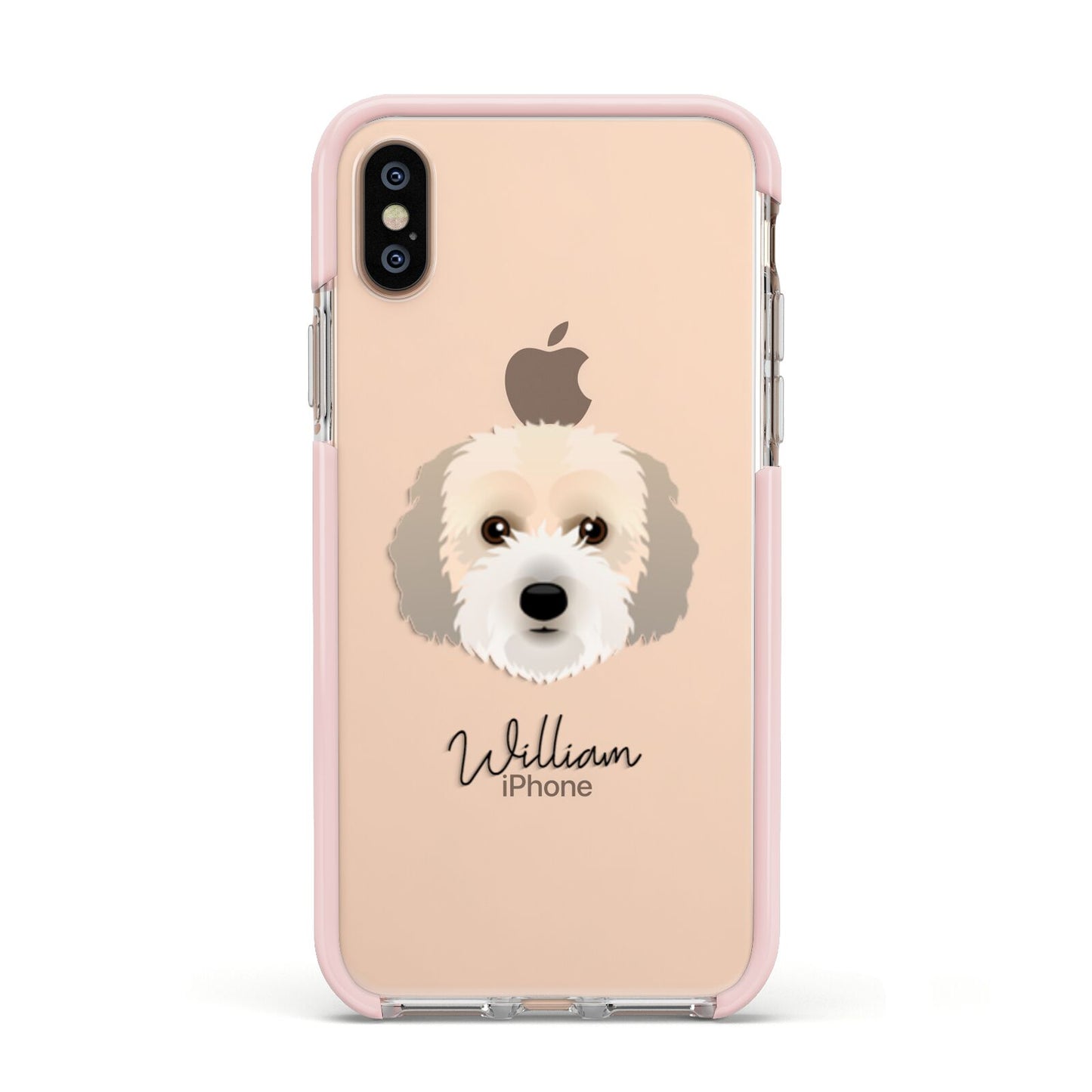 Cockachon Personalised Apple iPhone Xs Impact Case Pink Edge on Gold Phone