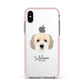 Cockachon Personalised Apple iPhone Xs Impact Case Pink Edge on Silver Phone