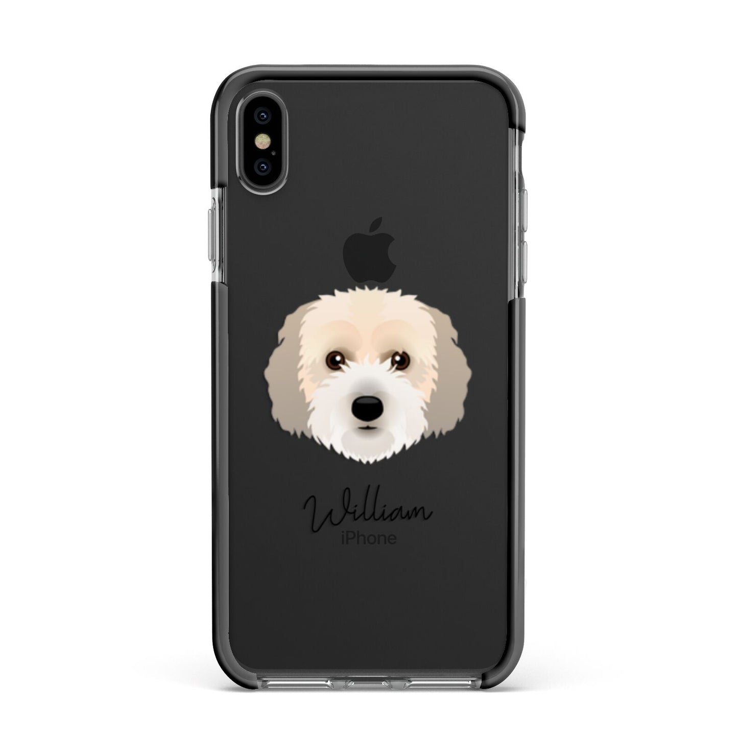 Cockachon Personalised Apple iPhone Xs Max Impact Case Black Edge on Black Phone