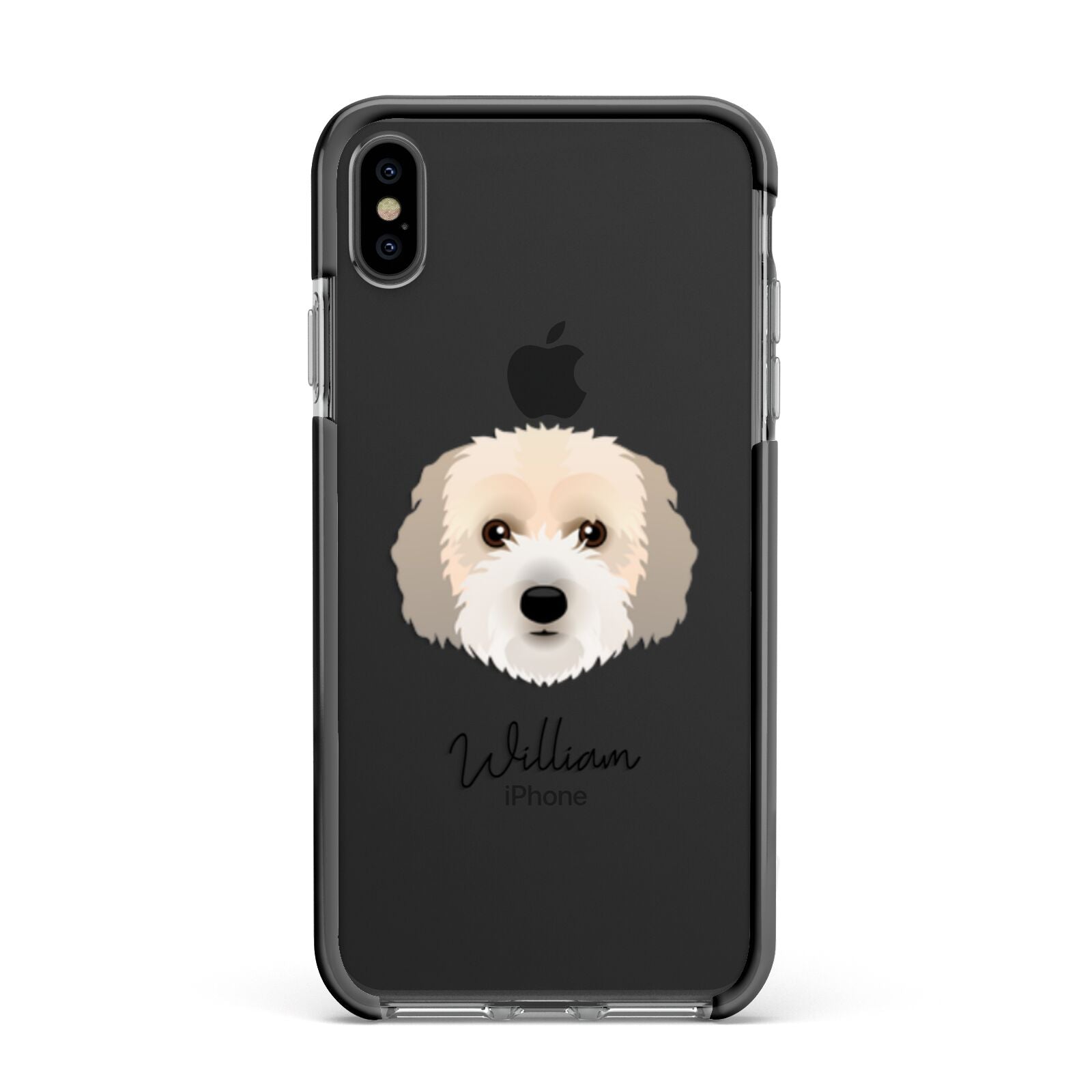 Cockachon Personalised Apple iPhone Xs Max Impact Case Black Edge on Black Phone