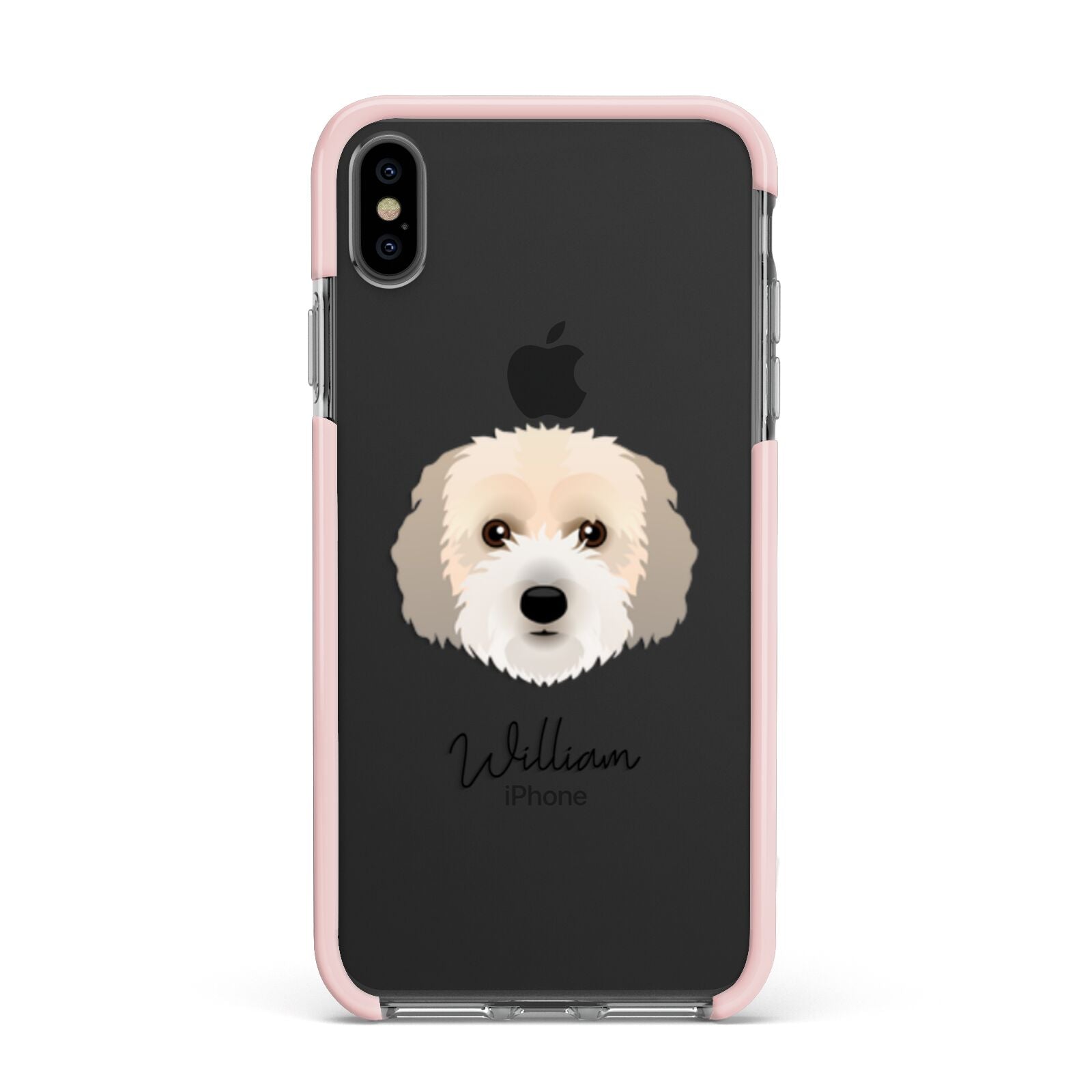 Cockachon Personalised Apple iPhone Xs Max Impact Case Pink Edge on Black Phone