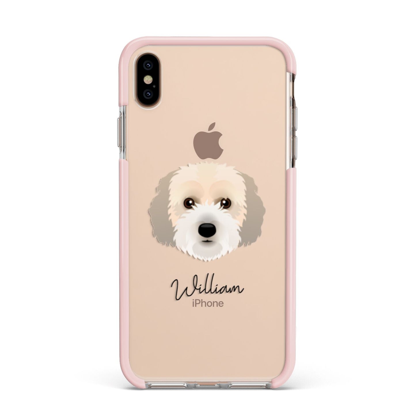 Cockachon Personalised Apple iPhone Xs Max Impact Case Pink Edge on Gold Phone