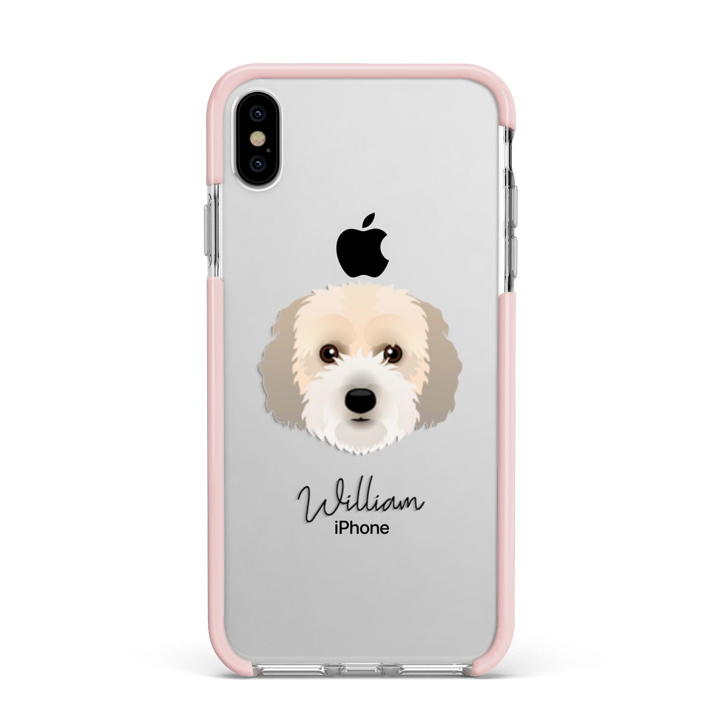 Cockachon Personalised Apple iPhone Xs Max Impact Case Pink Edge on Silver Phone