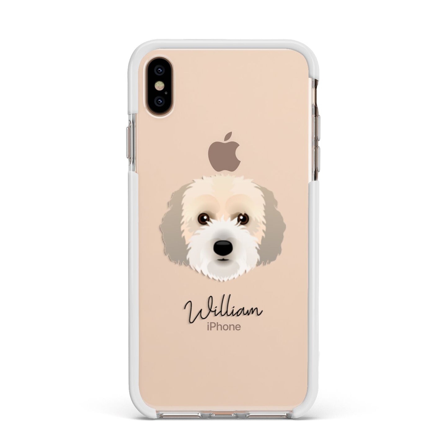 Cockachon Personalised Apple iPhone Xs Max Impact Case White Edge on Gold Phone