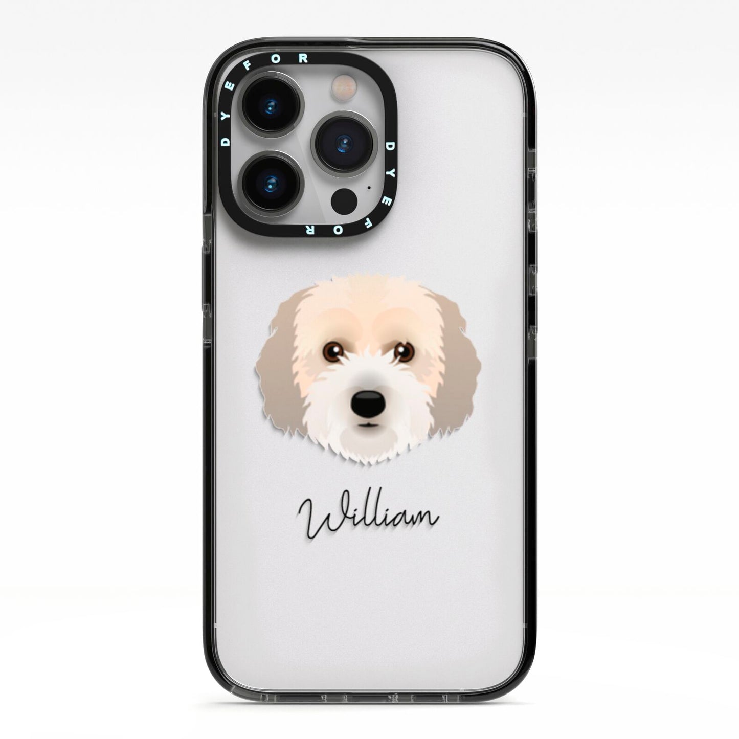 Cockachon Personalised iPhone 13 Pro Black Impact Case on Silver phone