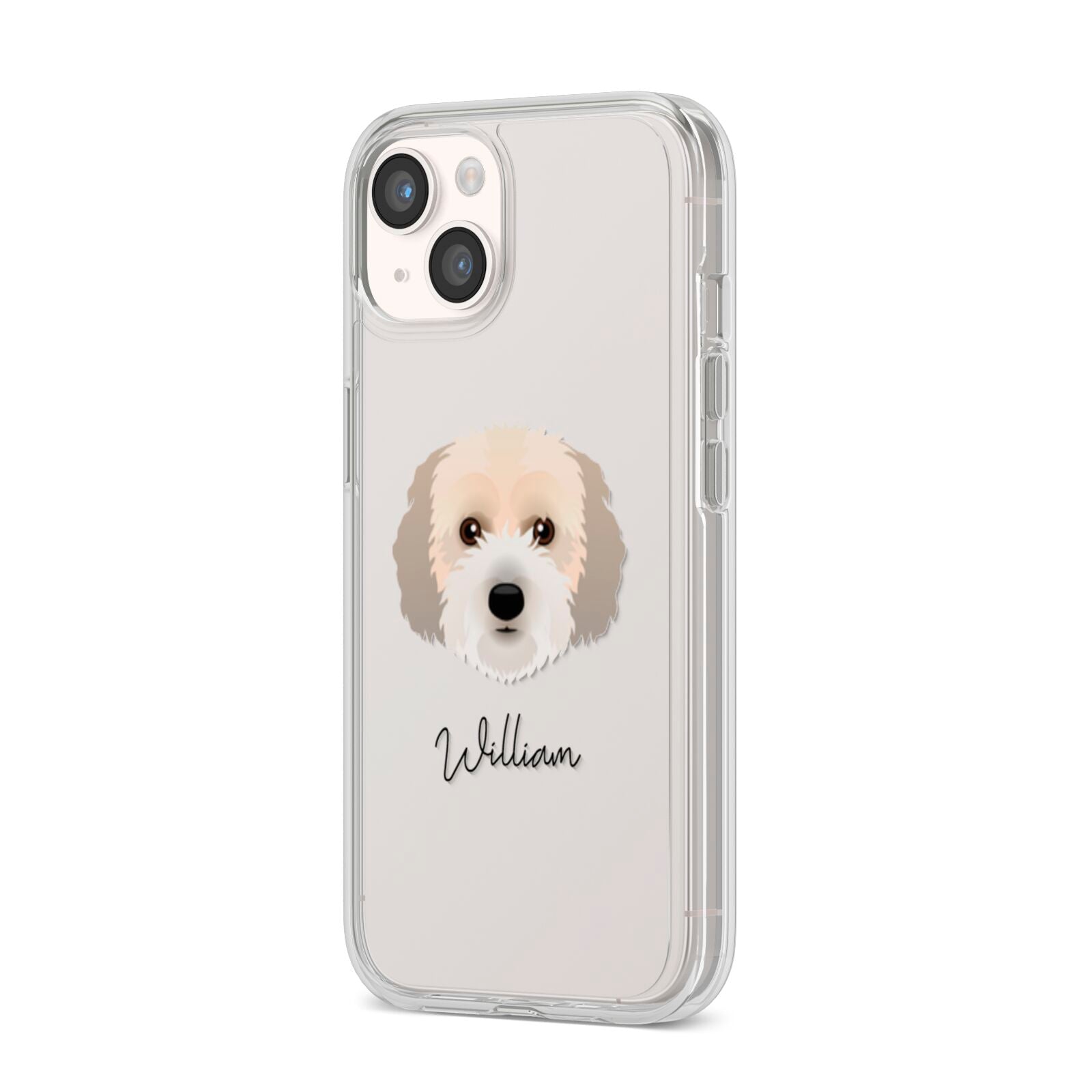 Cockachon Personalised iPhone 14 Clear Tough Case Starlight Angled Image