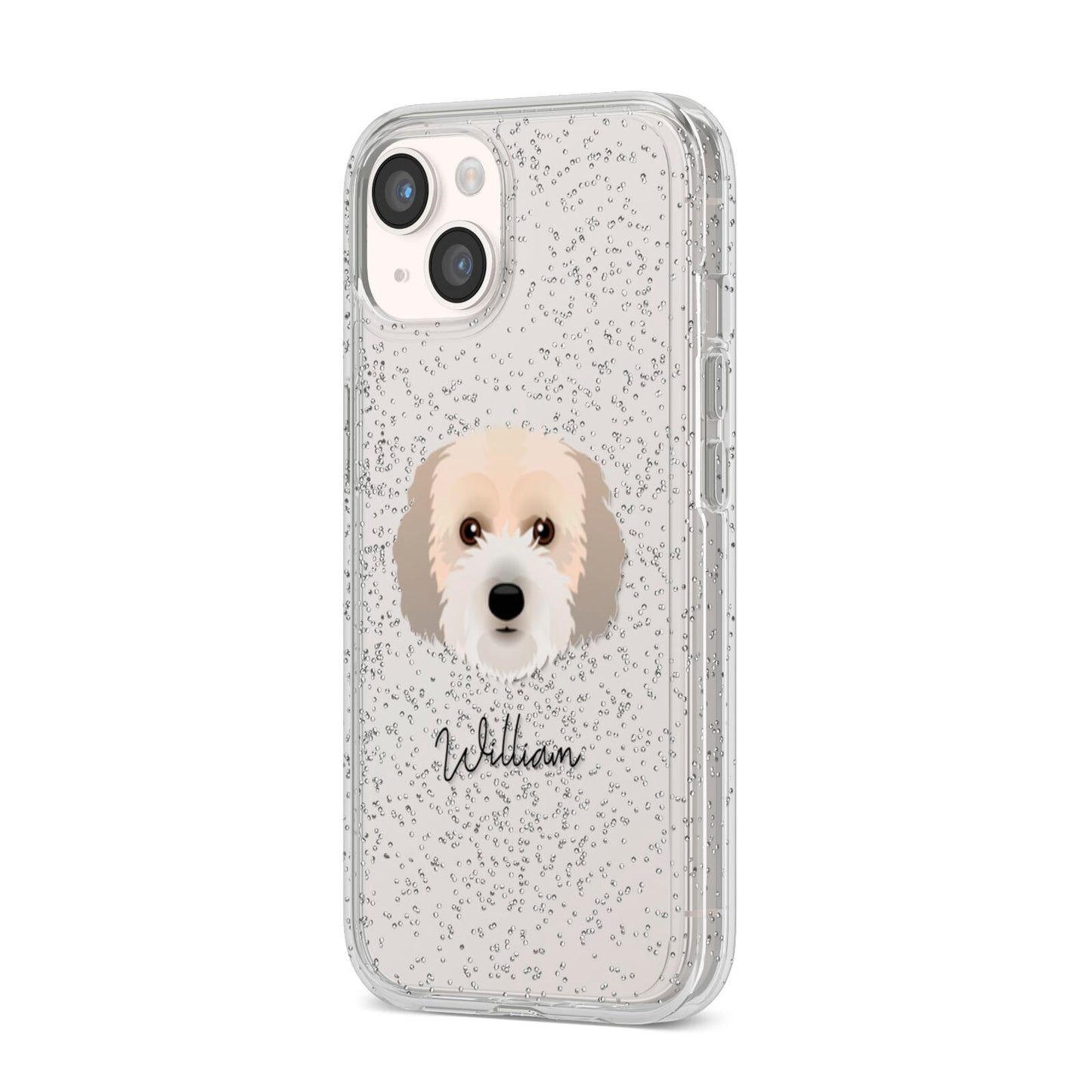 Cockachon Personalised iPhone 14 Glitter Tough Case Starlight Angled Image