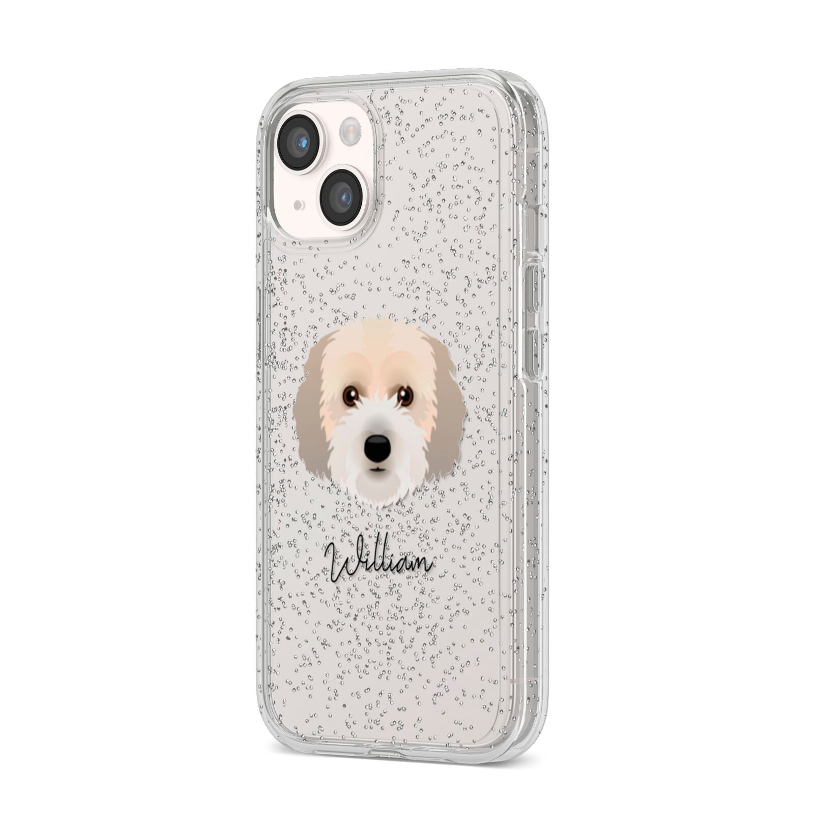 Cockachon Personalised iPhone 14 Glitter Tough Case Starlight Angled Image