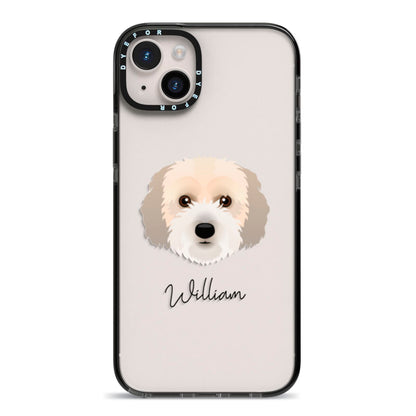 Cockachon Personalised iPhone 14 Plus Black Impact Case on Silver phone