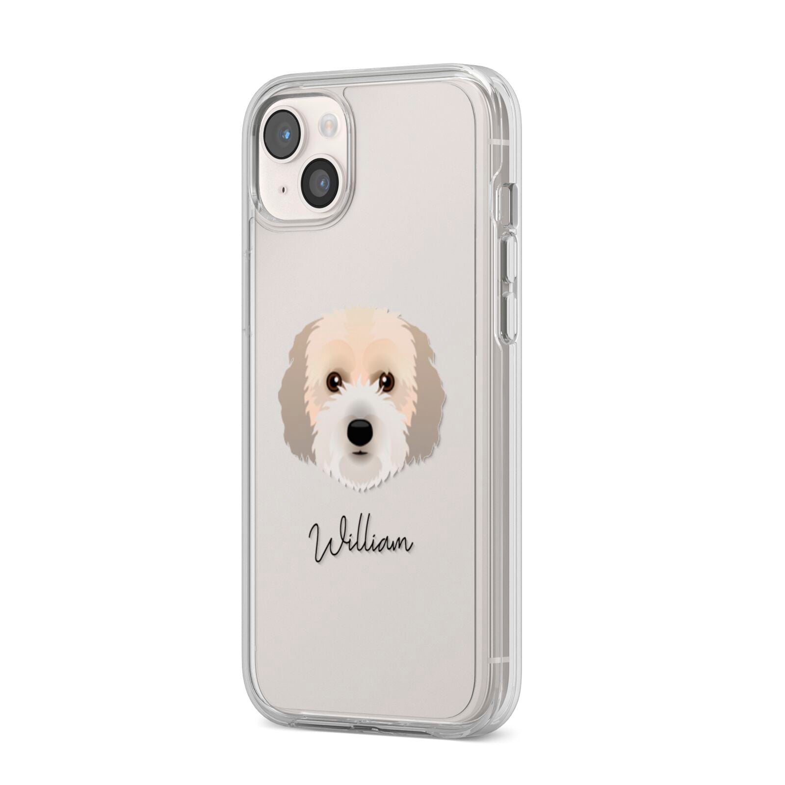 Cockachon Personalised iPhone 14 Plus Clear Tough Case Starlight Angled Image