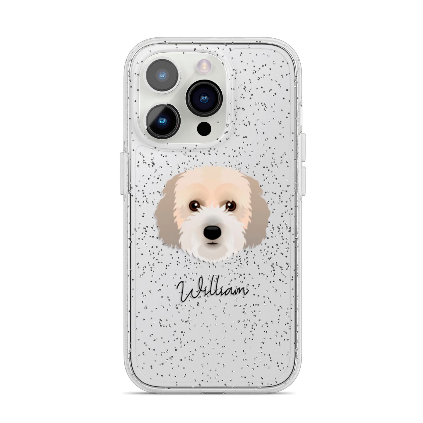 Cockachon Personalised iPhone 14 Pro Glitter Tough Case Silver