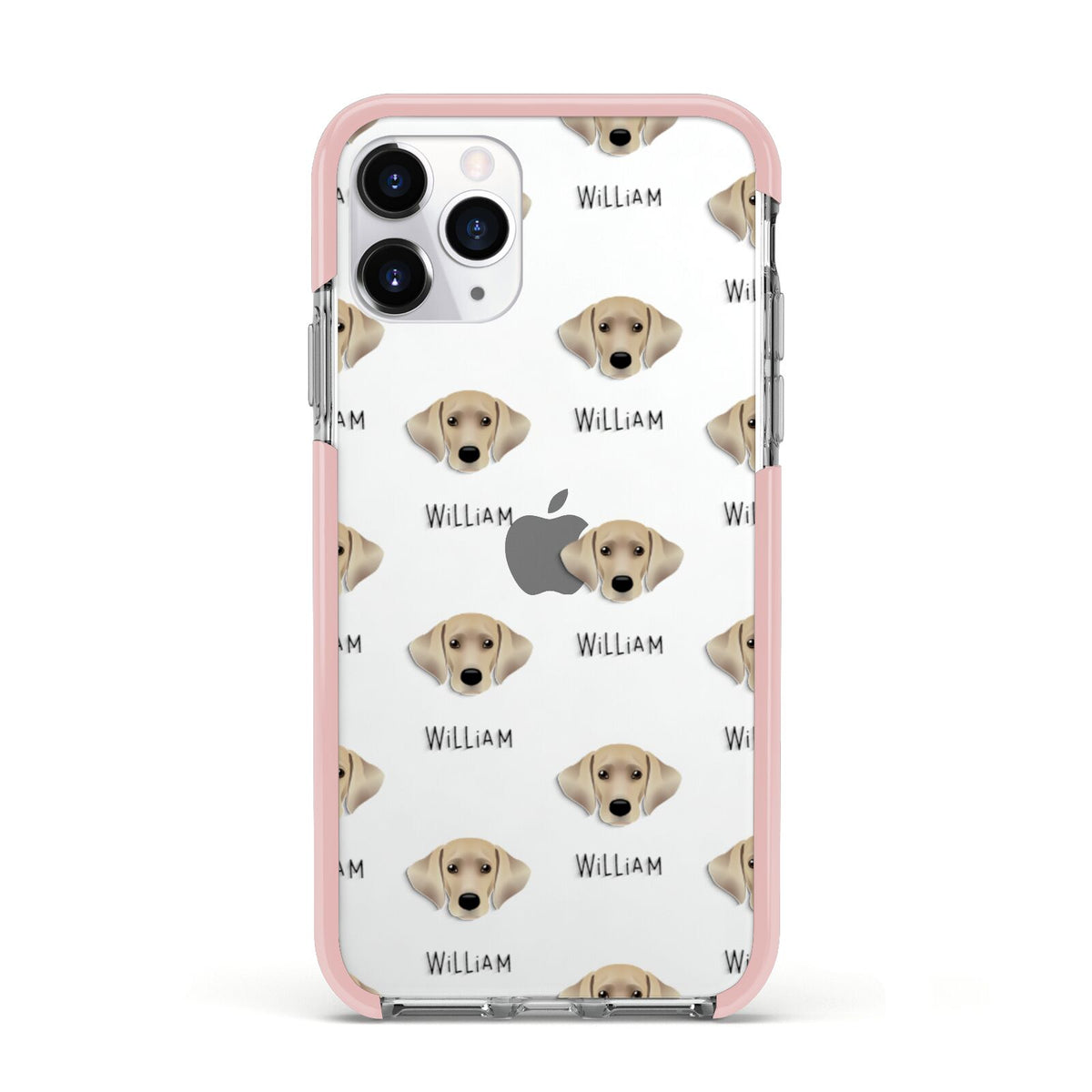 Cockador Icon with Name Apple iPhone 11 Pro in Silver with Pink Impact Case